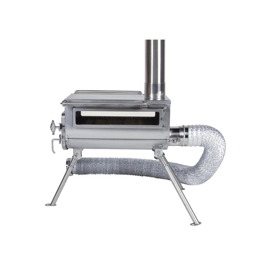 【WEBショップ限定販売品】テンマクデザイン ウッドストーブサイドヴュー アウトサイドエア L 外気パイプ・ケース付き3点セット【横窓付き・89mm煙突】