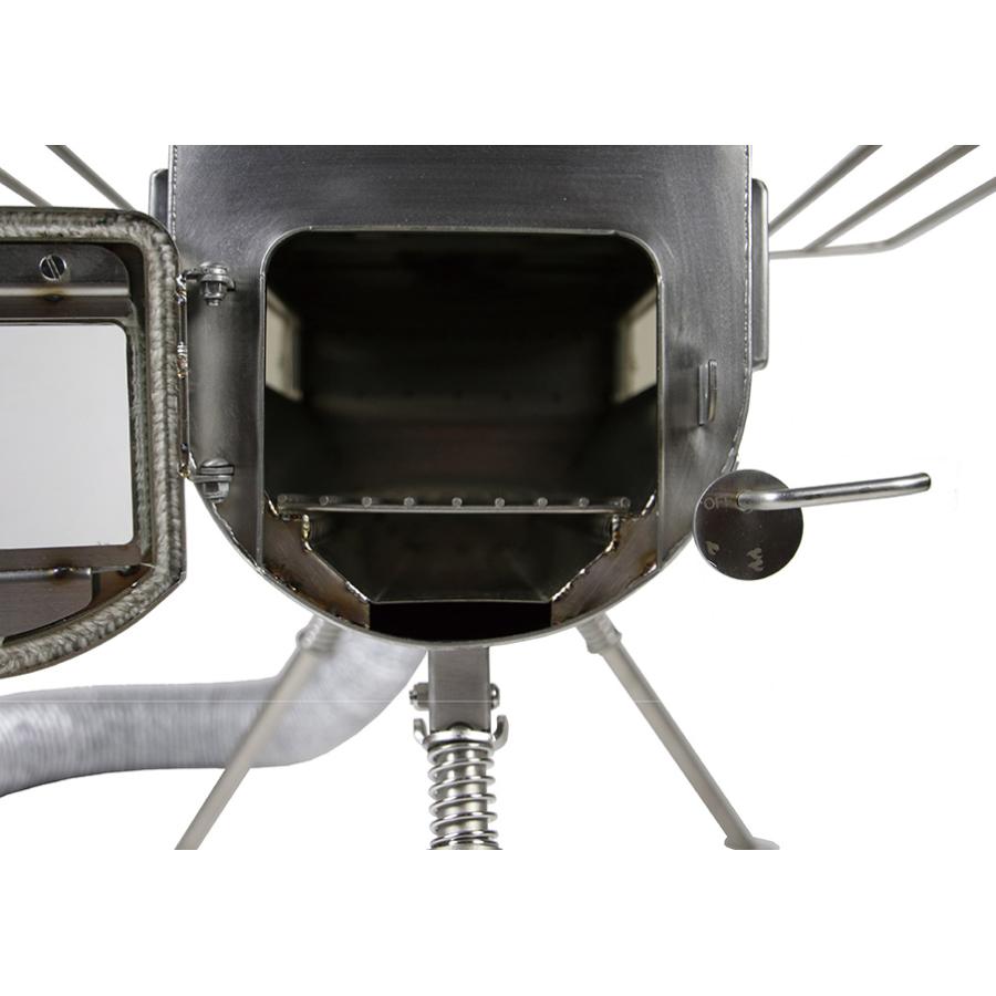 【WEBショップ限定販売品】テンマクデザイン ウッドストーブサイドヴュー アウトサイドエア L 外気パイプ・ケース付き3点セット【横窓付き・89mm煙突】