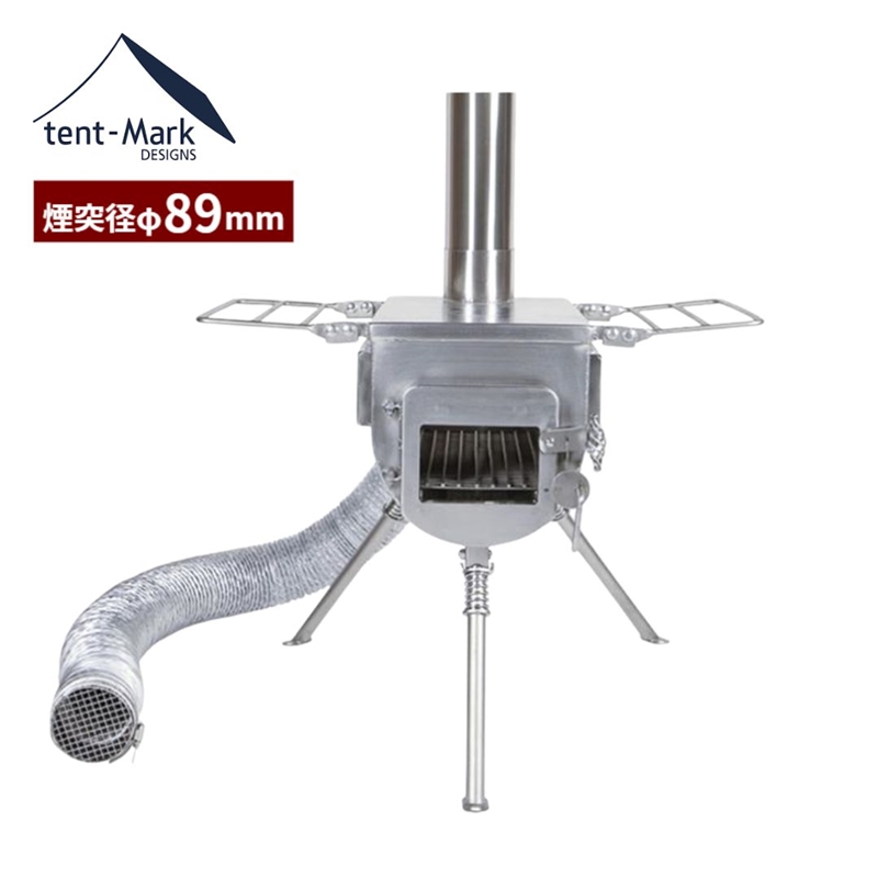 【WEBショップ限定販売品】テンマクデザイン ウッドストーブサイドヴュー アウトサイドエア L 外気パイプ・ケース付き3点セット【横窓付き・89mm煙突】